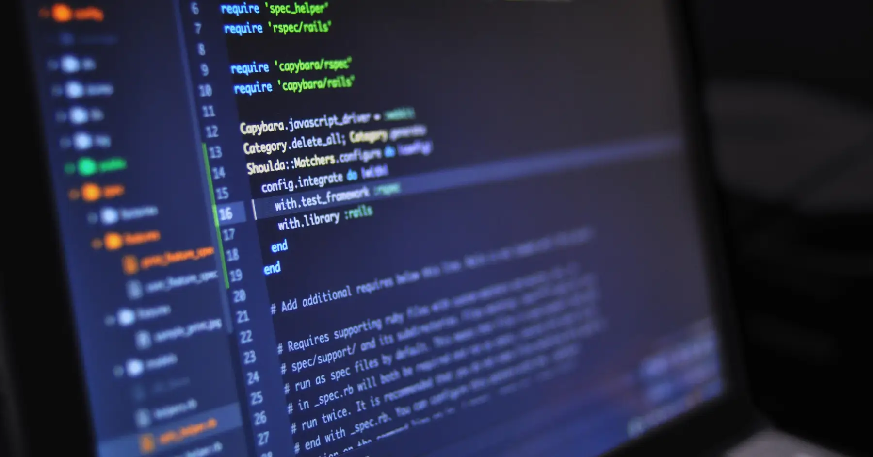 Close-up view of a computer screen displaying software development code.