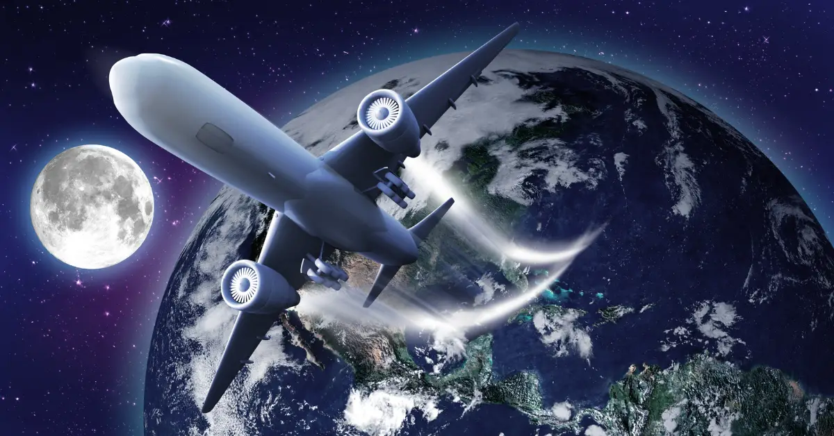 Spacecraft soaring into space with the Earth and Moon in the background, symbolizing the future of space tourism